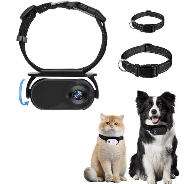 Câmera HD 1080P com Coleira Pet - Visão 120° - Grava Vídeo - para Cães e Gatos