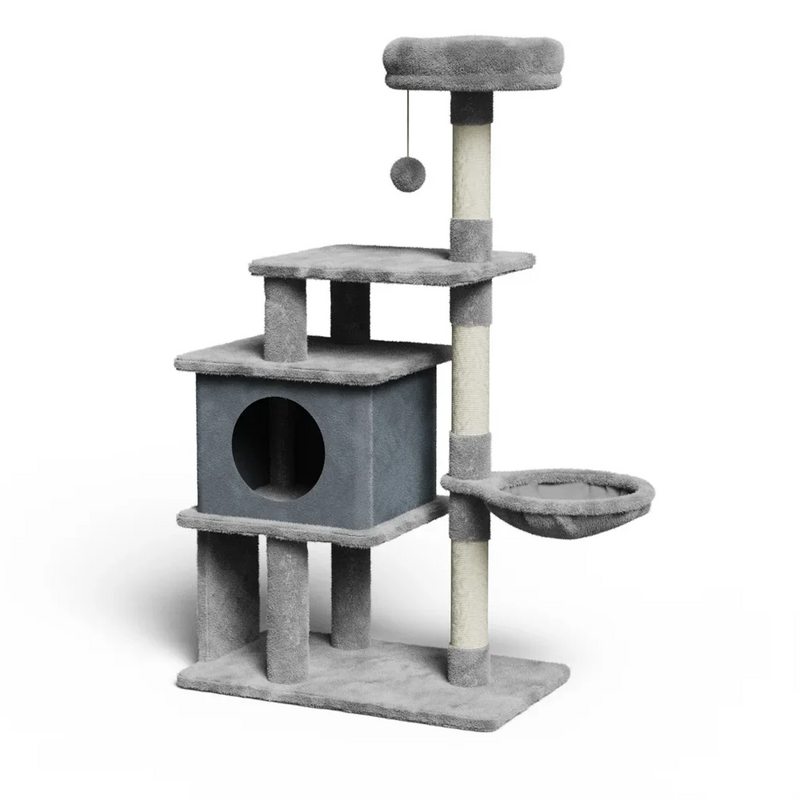Arranhador Torre Multi-Nível para Gatos com Casa, Rede e Plataformas - 112cm
