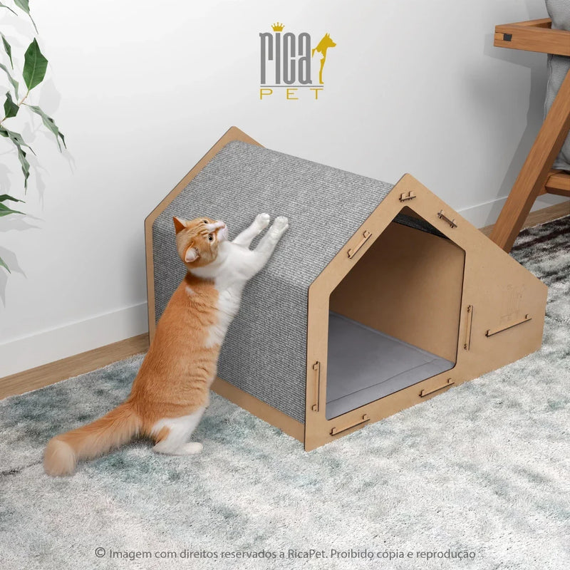 Casinha de Gato com Arranhador e Comedouro